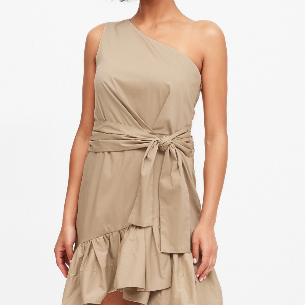 Gorgeous One Shoulder Poplin Mini Dress